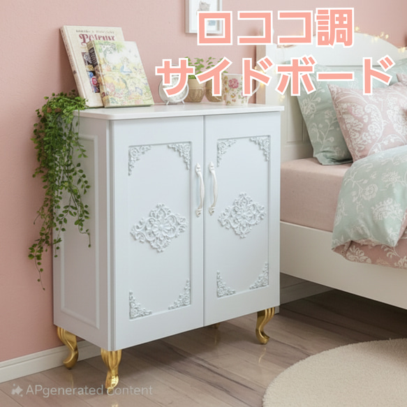 ロココ調ホワイトキャビネット♡姫系インテリアにぴったりの収納棚