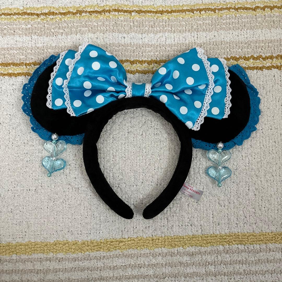 ディズニー ミニーカチューシャ 水色リボン - メルカリ